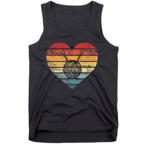 Knitting Crochet Lover Gifts Retro Sunset Yarn Tank Top