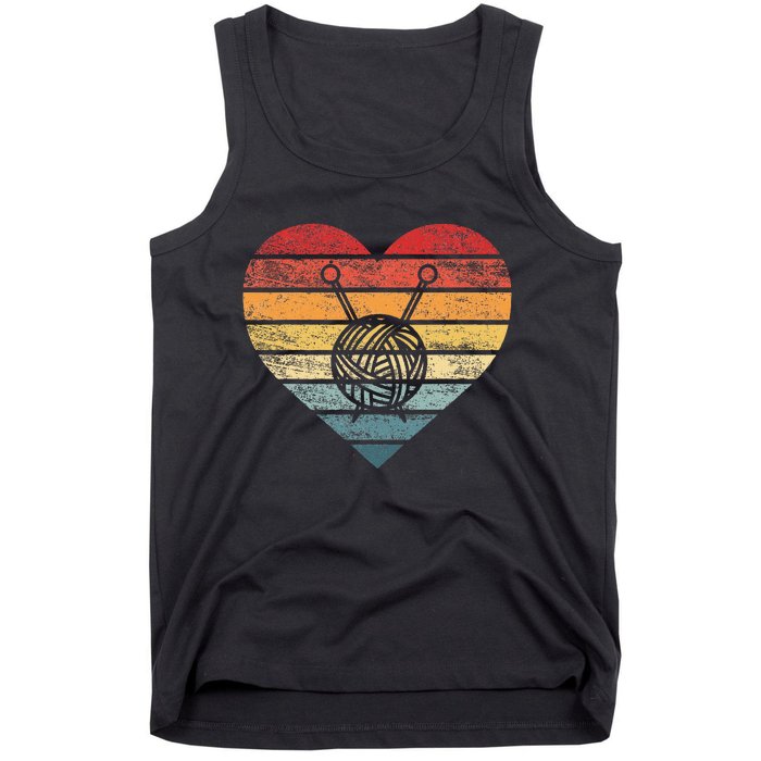 Knitting Crochet Lover Gifts Retro Sunset Yarn Tank Top