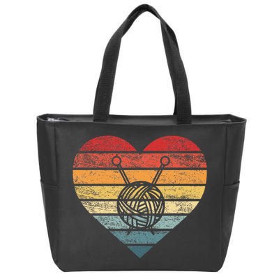 Knitting Crochet Lover Gifts Retro Sunset Yarn Zip Tote Bag