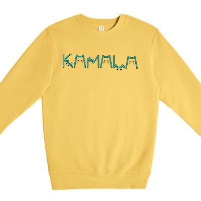 Kamala Cat Letters Cool Blue Font Design Cute Gift Premium Crewneck Sweatshirt