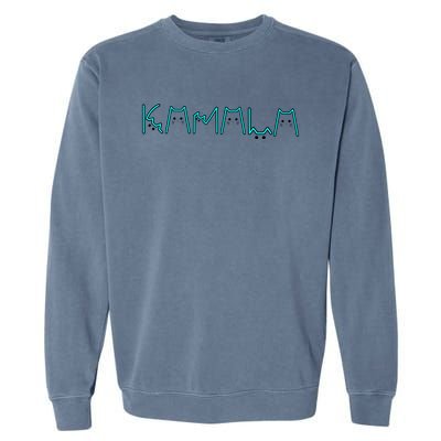 Kamala Cat Letters Cool Blue Font Design Cute Gift Garment-Dyed Sweatshirt