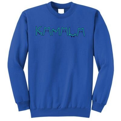 Kamala Cat Letters Cool Blue Font Design Cute Gift Tall Sweatshirt