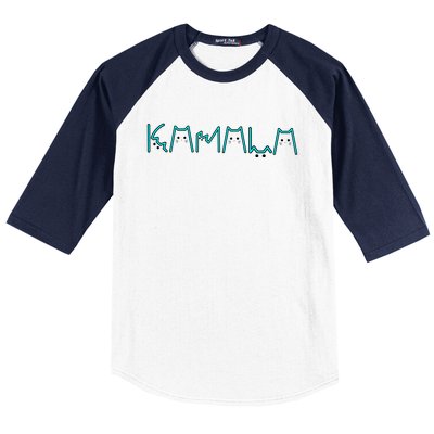 Kamala Cat Letters Cool Blue Font Design Cute Gift Baseball Sleeve Shirt