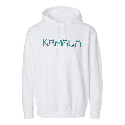 Kamala Cat Letters Cool Blue Font Design Cute Gift Garment-Dyed Fleece Hoodie