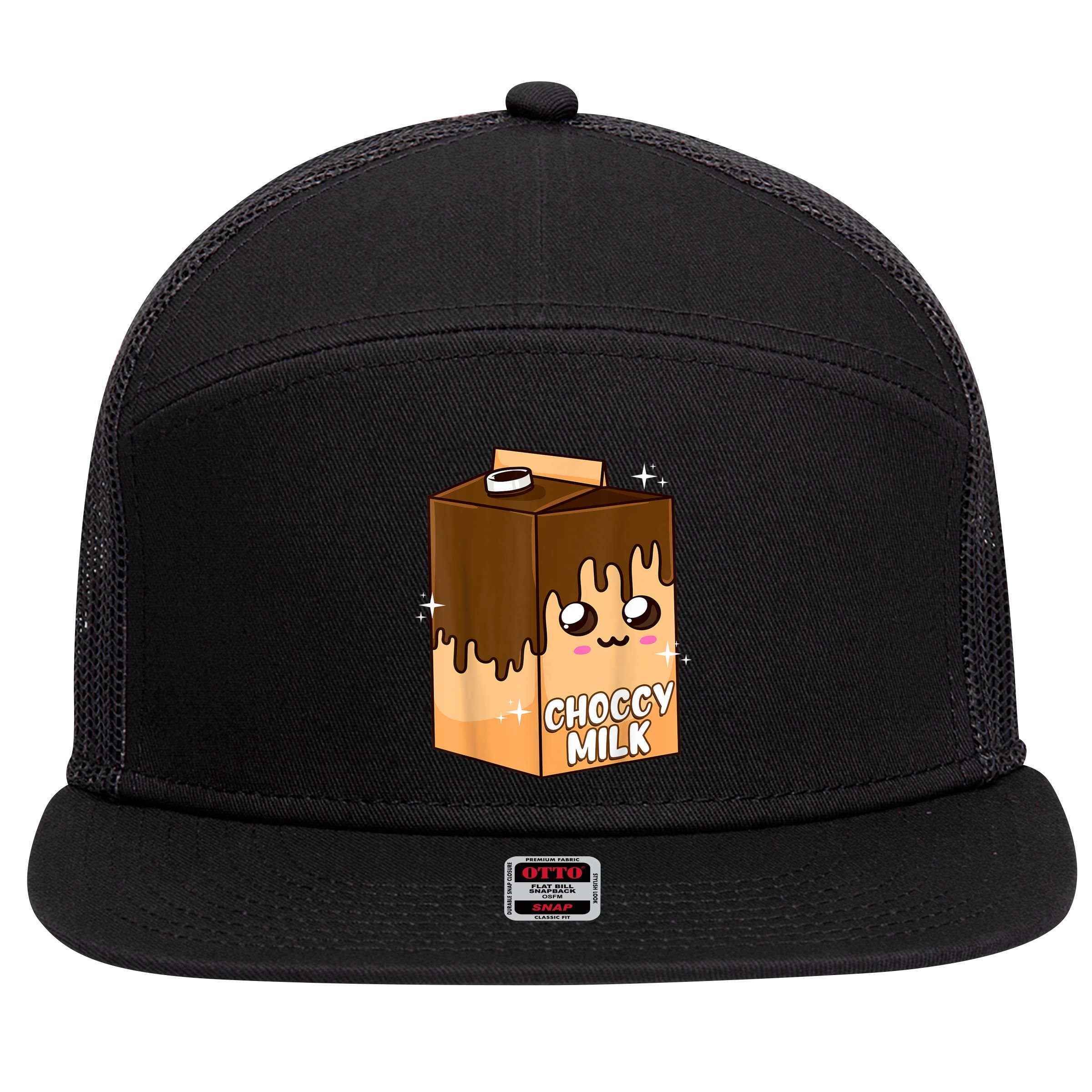 Kawaii Choccy Milk Chocolate Milk Cute Meme Lover 7 Panel Mesh Trucker Snapback Hat