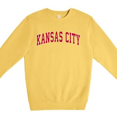 Kansas City Missouri Mo Vintage Sports Design Red Design Cute Gift Premium Crewneck Sweatshirt