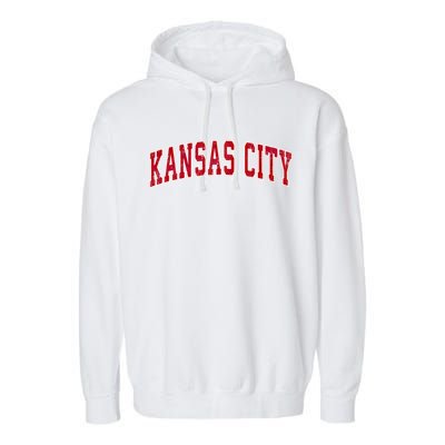 Kansas City Missouri Mo Vintage Sports Design Red Design Cute Gift Garment-Dyed Fleece Hoodie