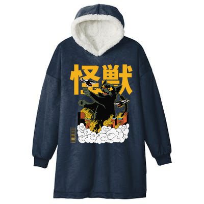 Kaiju Cat Monster Movie Attack Japanese Retro Comic Manga Hooded Wearable Blanket