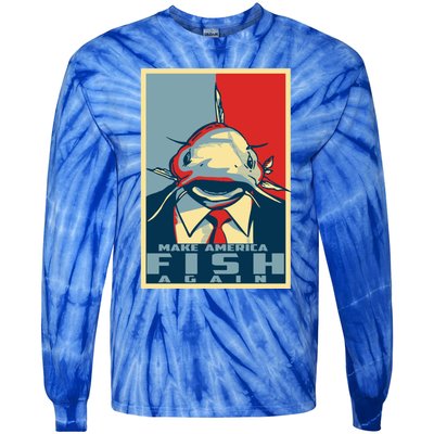 Koi Catfish Make America Fish Again Fisher Weird Strange Gift Tie-Dye Long Sleeve Shirt