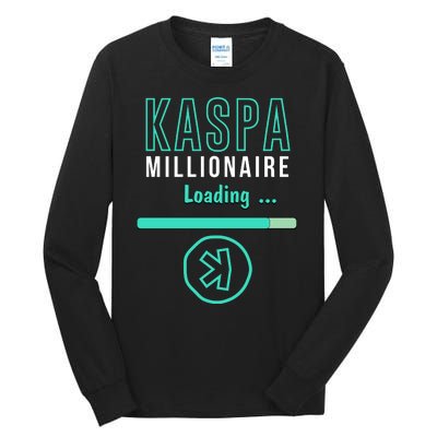 Kaspa Crypto Millionaire Loading Digital Bullrun Kaspa Miner Tall Long Sleeve T-Shirt