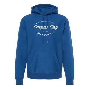 Kansas City Missouri Heart Of America Retro Logo Funny Gift Premium Hoodie