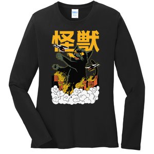 Kaiju Cat Monster - Anime Japanese Monster Ladies Long Sleeve Shirt