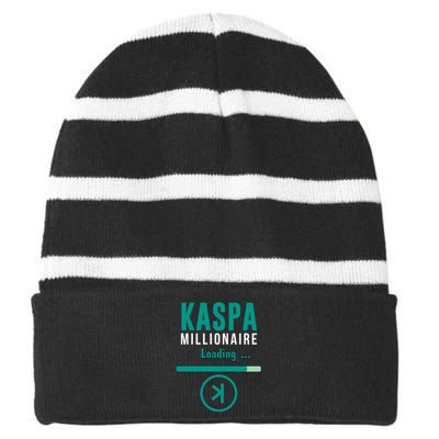 Kaspa Crypto Millionaire Loading Kaspa Miner Digital Bullrun Striped Beanie with Solid Band