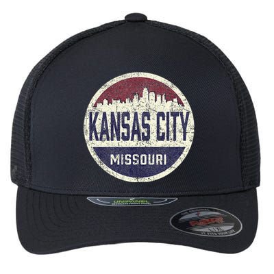 Kansas City Missouri Retro City Skyline Souvenir Flexfit Unipanel Trucker Cap