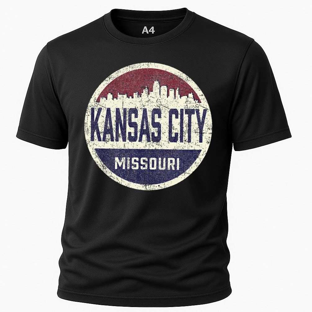 Kansas City Missouri Retro City Skyline Souvenir Cooling Performance Crew T-Shirt