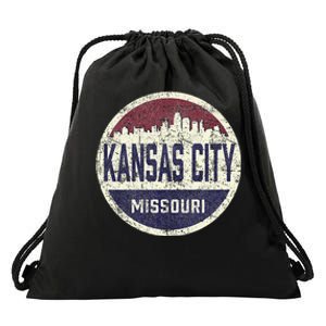 Kansas City Missouri Retro City Skyline Souvenir Drawstring Bag