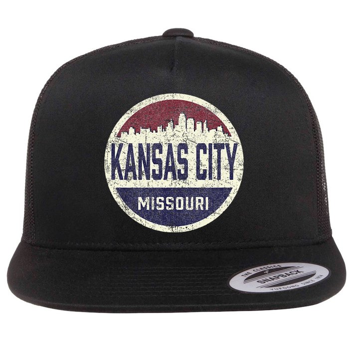 Kansas City Missouri Retro City Skyline Souvenir Flat Bill Trucker Hat