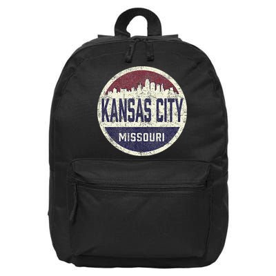 Kansas City Missouri Retro City Skyline Souvenir 16 in Basic Backpack