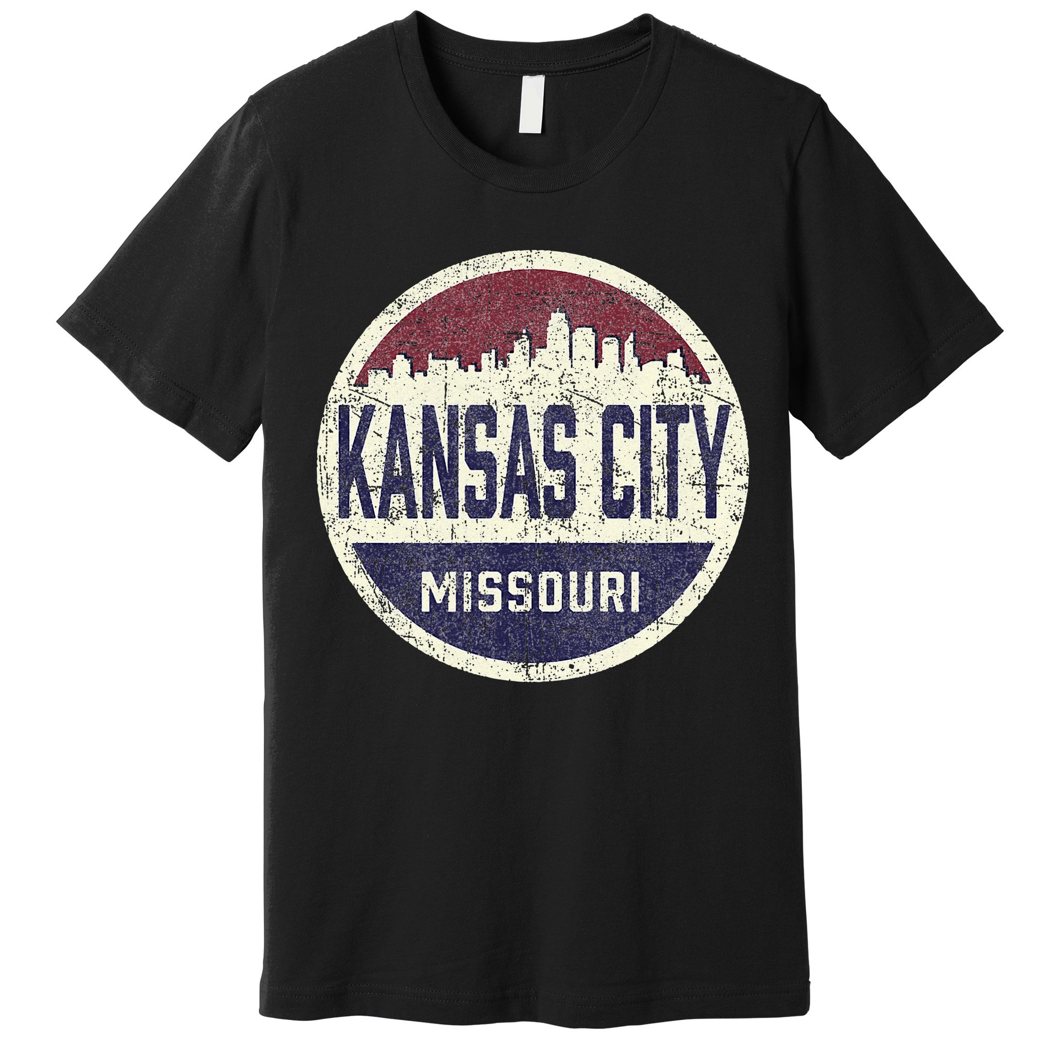 Kansas City Missouri Retro City Skyline Souvenir Premium T-Shirt