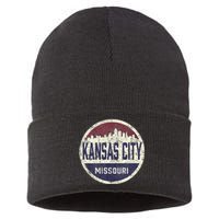 Kansas City Missouri Retro City Skyline Souvenir Sustainable Knit Beanie