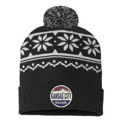 Kansas City Missouri Retro City Skyline Souvenir USA-Made Snowflake Beanie