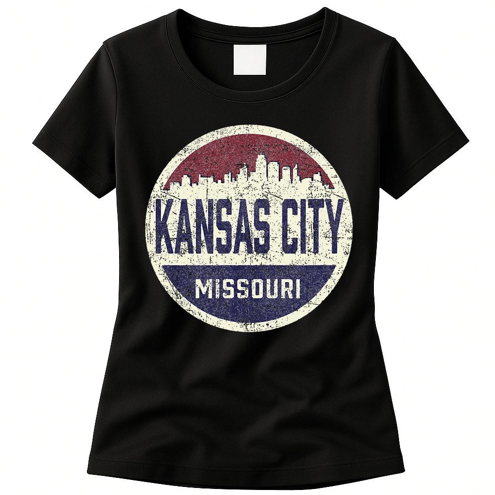 Kansas City Missouri Retro City Skyline Souvenir Womens T-Shirt
