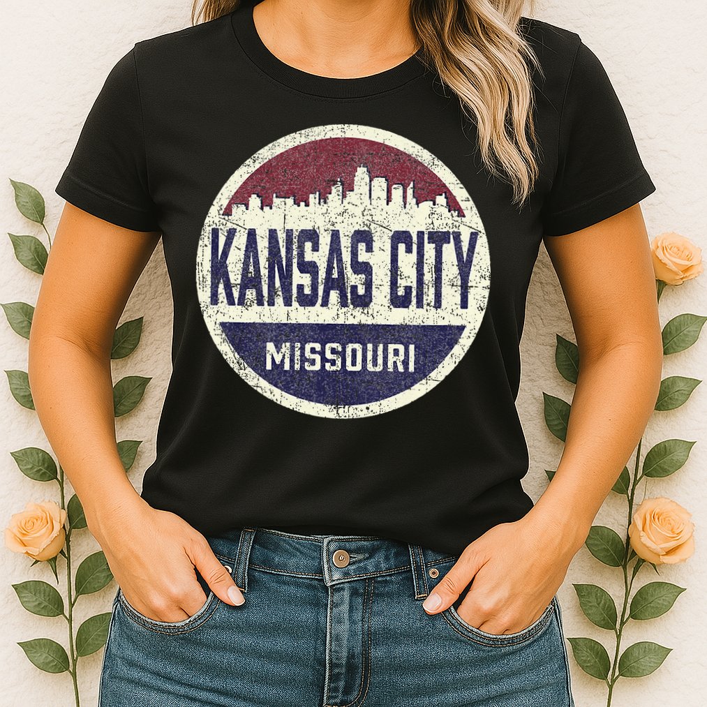 Kansas City Missouri Retro City Skyline Souvenir Womens T-Shirt