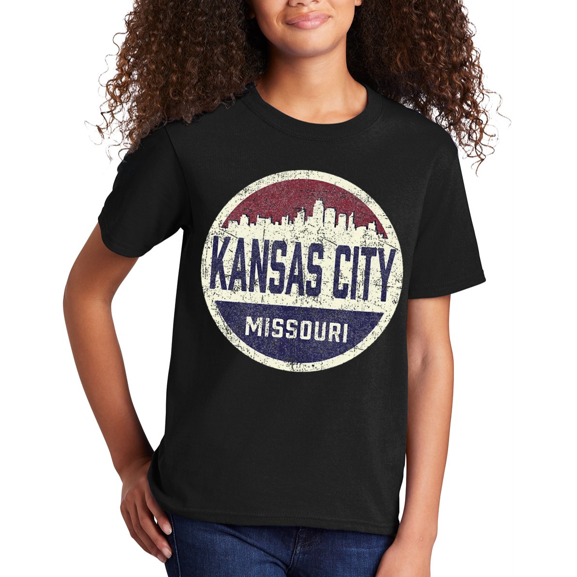 Kansas City Missouri Retro City Skyline Souvenir Kids T-Shirt