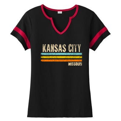 Kansas City Missouri Usa America Retro Meaningful Gift Ladies Halftime Notch Neck Tee