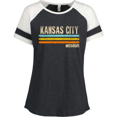 Kansas City Missouri Usa America Retro Meaningful Gift Enza Ladies Jersey Colorblock Tee