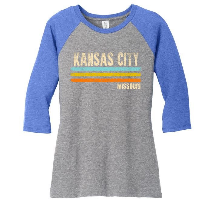 Kansas City Missouri Usa America Retro Meaningful Gift Women's Tri-Blend 3/4-Sleeve Raglan Shirt