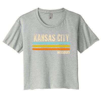 Kansas City Missouri Usa America Retro Meaningful Gift Women's Crop Top Tee