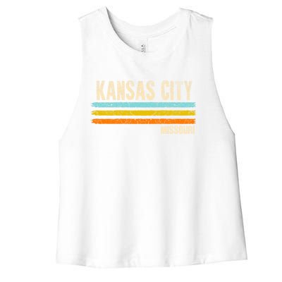 Kansas City Missouri Usa America Retro Meaningful Gift Women's Racerback Cropped Tank