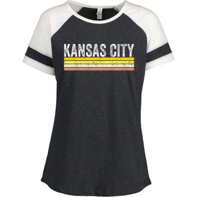 Kansas City Missouri Retro Vintage Weathered Throwback Enza Ladies Jersey Colorblock Tee