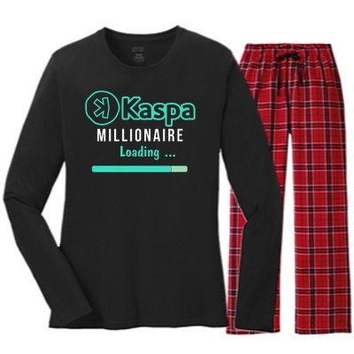 Kaspa Crypto Millionaire Loading Kaspa Miner Crypto Bullrun Women's Long Sleeve Flannel Pajama Set 