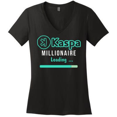 Kaspa Crypto Millionaire Loading Kaspa Miner Crypto Bullrun Women's V-Neck T-Shirt