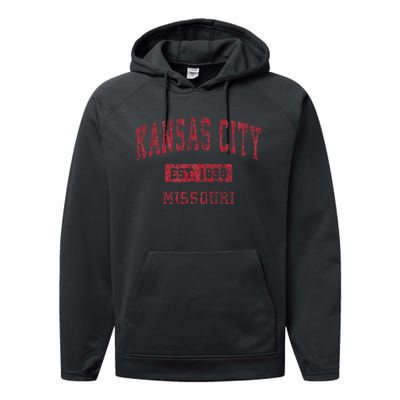 Kansas City Missouri Mo Vintage Sports Design Performance Fleece Hoodie