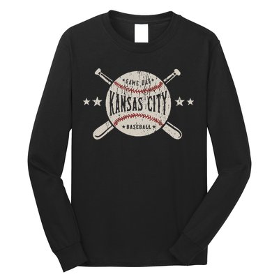 Kansas City Missouri Kc Vintage Baseball Long Sleeve Shirt