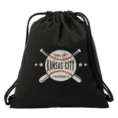 Kansas City Missouri Kc Vintage Baseball Drawstring Bag