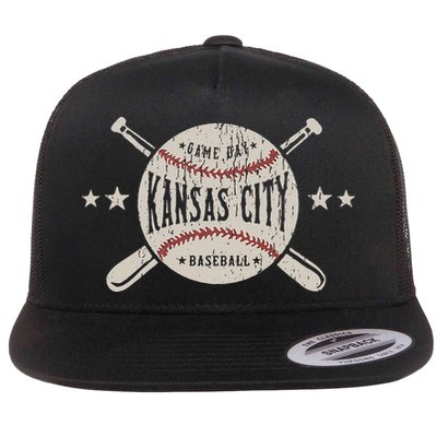 Kansas City Missouri Kc Vintage Baseball Flat Bill Trucker Hat