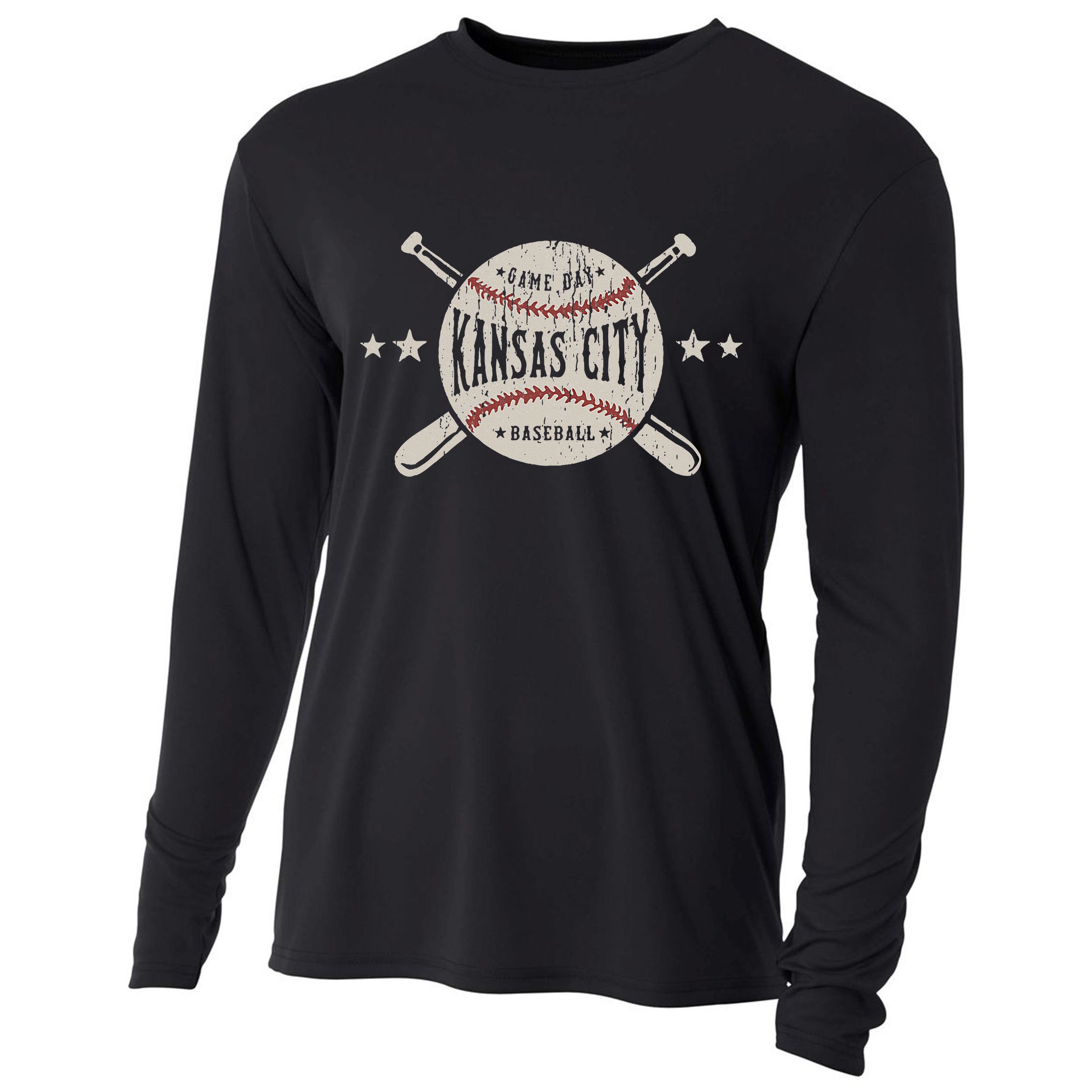 Kansas City Missouri Kc Vintage Baseball Cooling Performance Long Sleeve Crew