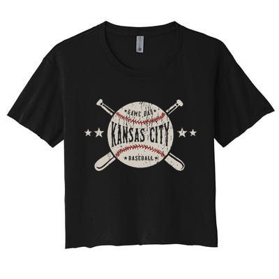 Kansas City Missouri Kc Vintage Baseball Women's Crop Top Tee