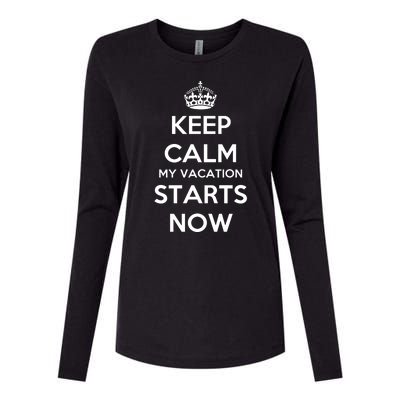 Keep Calm My Vacation Starts Now Womens Cotton Relaxed Long Sleeve T-Shirt