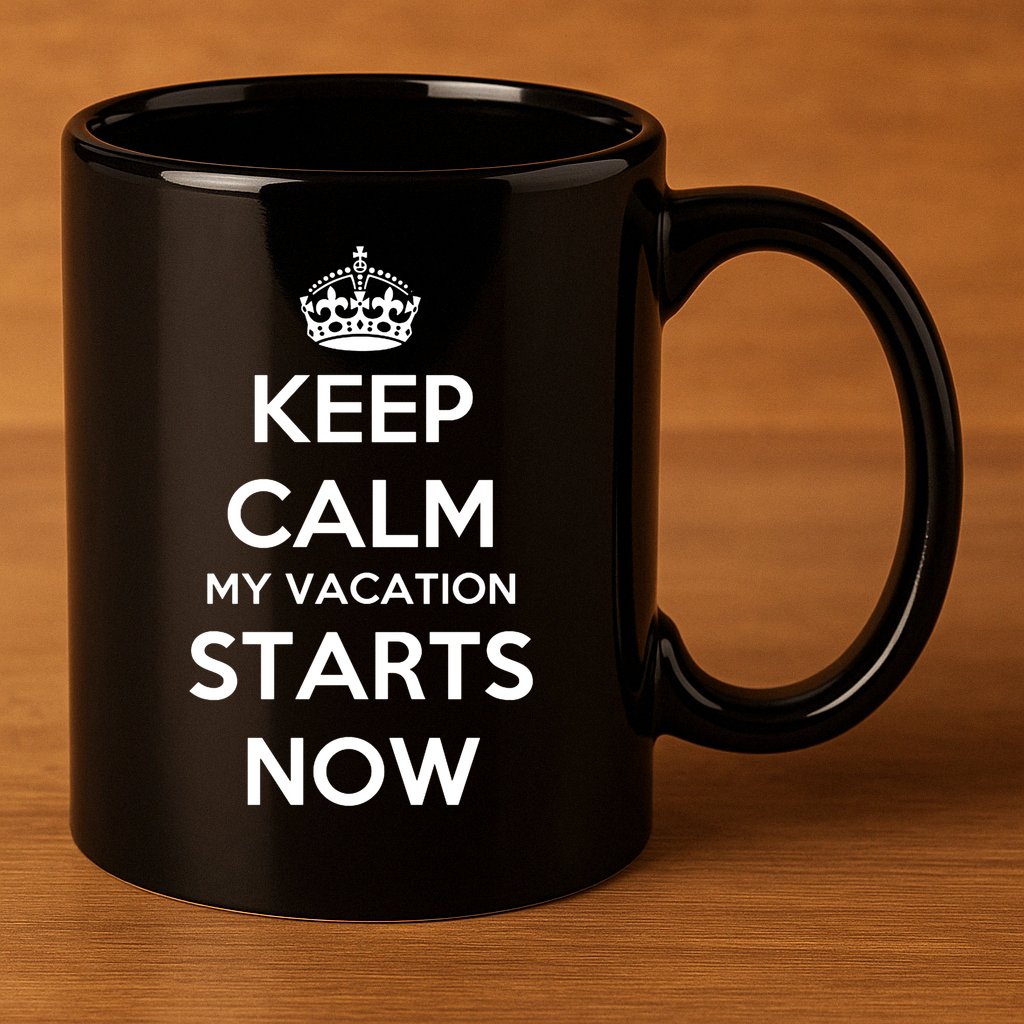 Keep Calm My Vacation Starts Now 11oz C Handle Ceramic Mug