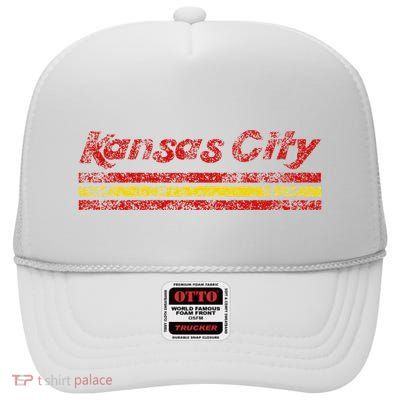 Kansas City Missouri Weathered Throwback High Crown Mesh Back Trucker Hat
