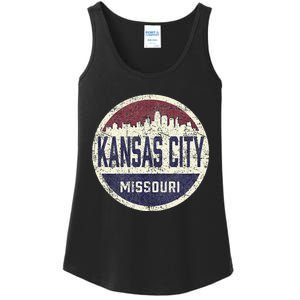 Kansas City Missouri Retro City Skyline Souvenir Ladies Essential Tank