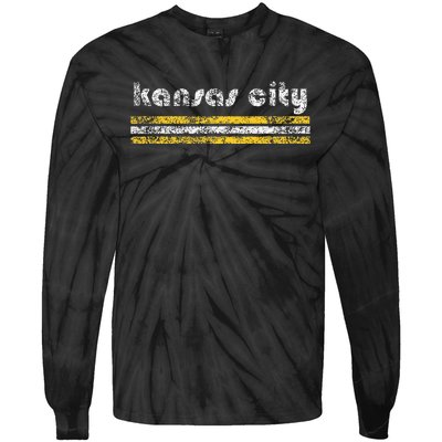 Kansas City Missouri Retro Vintage Weathered Throwback Tie-Dye Long Sleeve Shirt