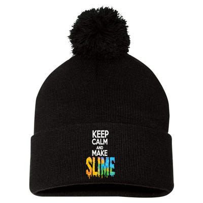 Keep Calm And Make Slime Pom Pom 12in Knit Beanie