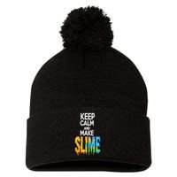 Keep Calm And Make Slime Pom Pom 12in Knit Beanie