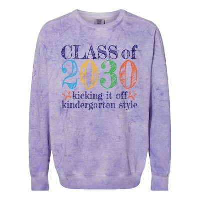 Kindergarten Class Of 2030 First Day At Kindergarten Gift Colorblast Crewneck Sweatshirt